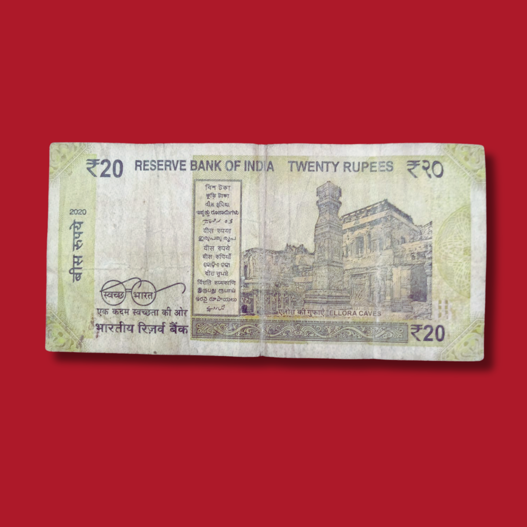 Rs 20 Error & Misprint Notes 153993 Bottom Number Missing Rare Item - Collection Bazzar