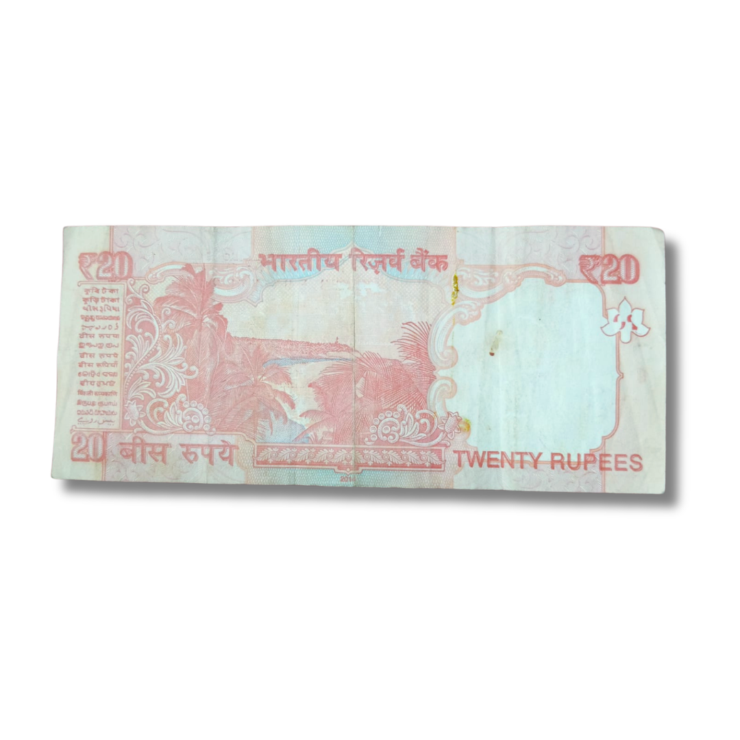 Rs 20 Error & Misprint Notes 336564 Double Printed in Center Rare Item - Collection Bazzar