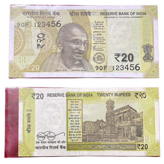 Rs 20  Fancy Number Note 123456 | Rare Running Serial 123456 |  Mahatma Gandhi New Series - Collection Bazzar