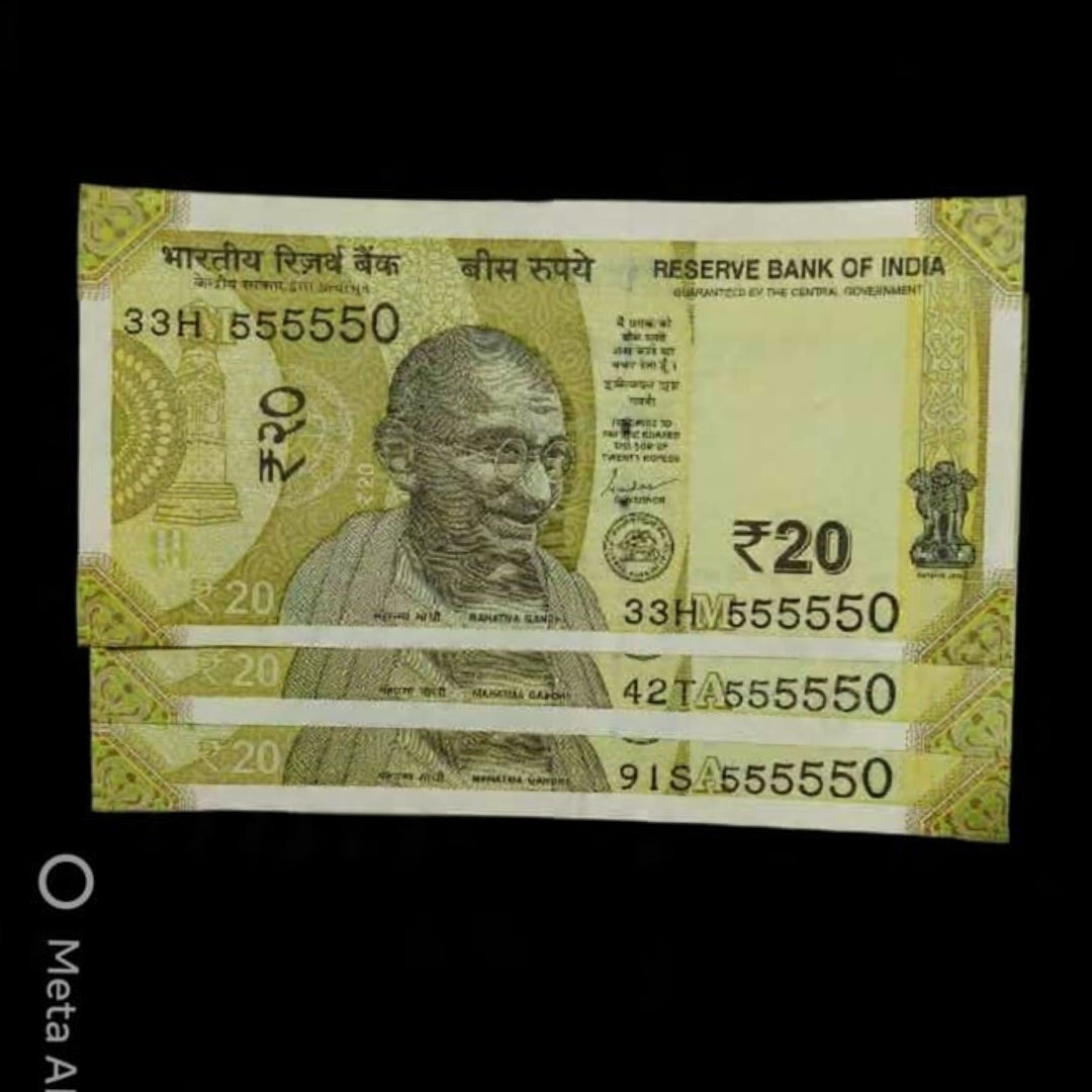 Rs 20 Gandhi Series – Near Solid 555550 Fancy Number (Set of 3) - Collection Bazzar