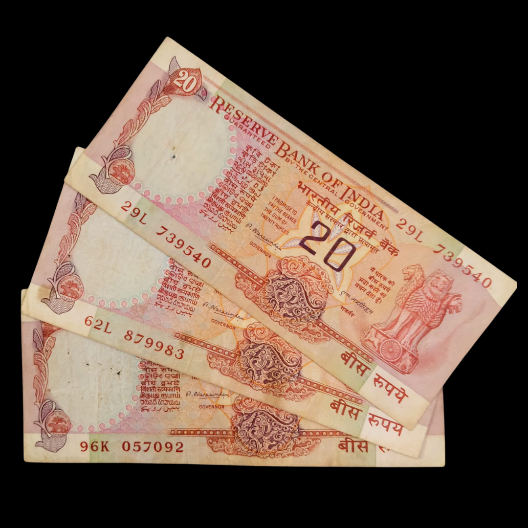 Rs 20 Konark Wheel Notes Each Note Price M Narasimham - Collection Bazzar