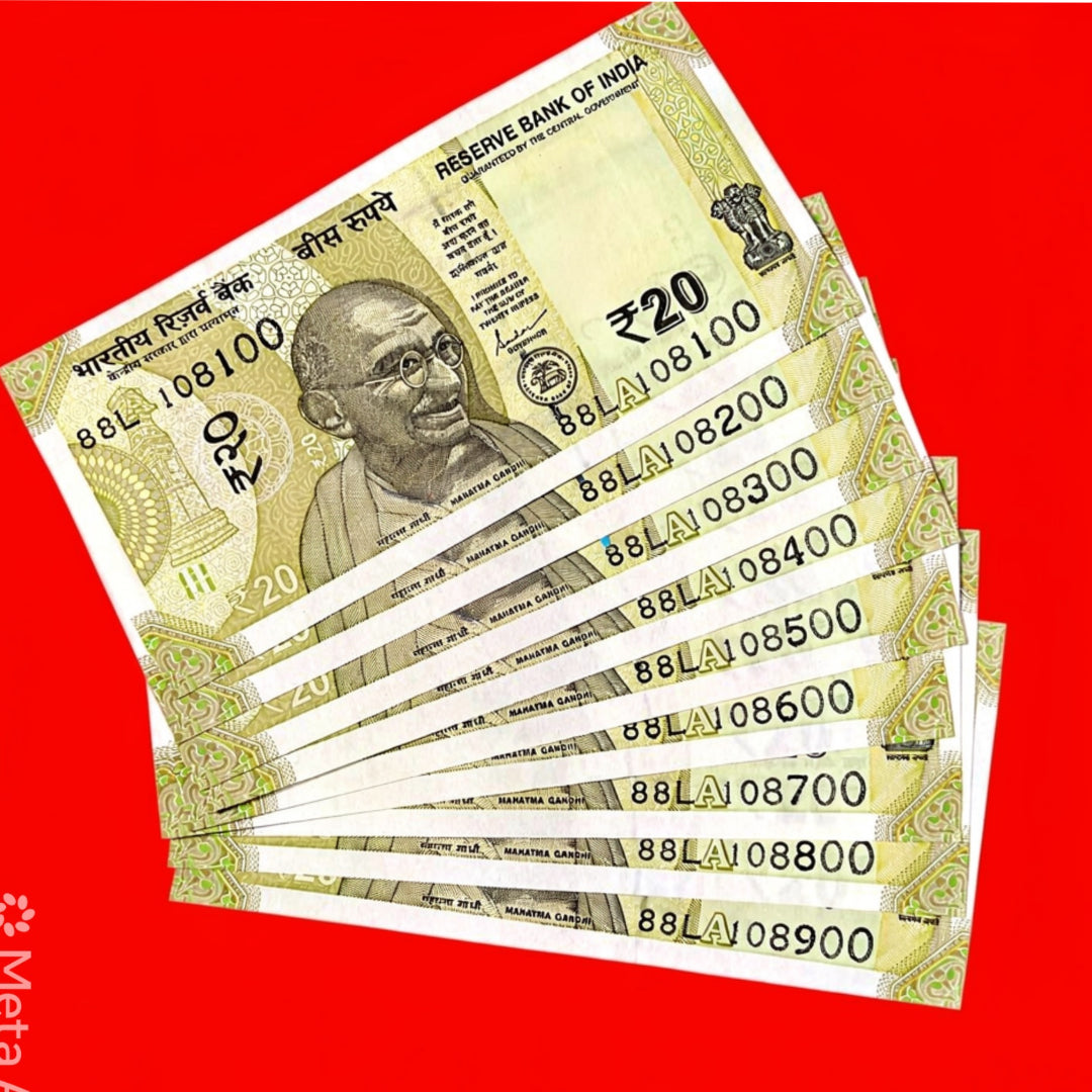 Rs 20 Note 108100-108900 Jap Mala Chanting 108 Number Set Collectible - Collection Bazzar
