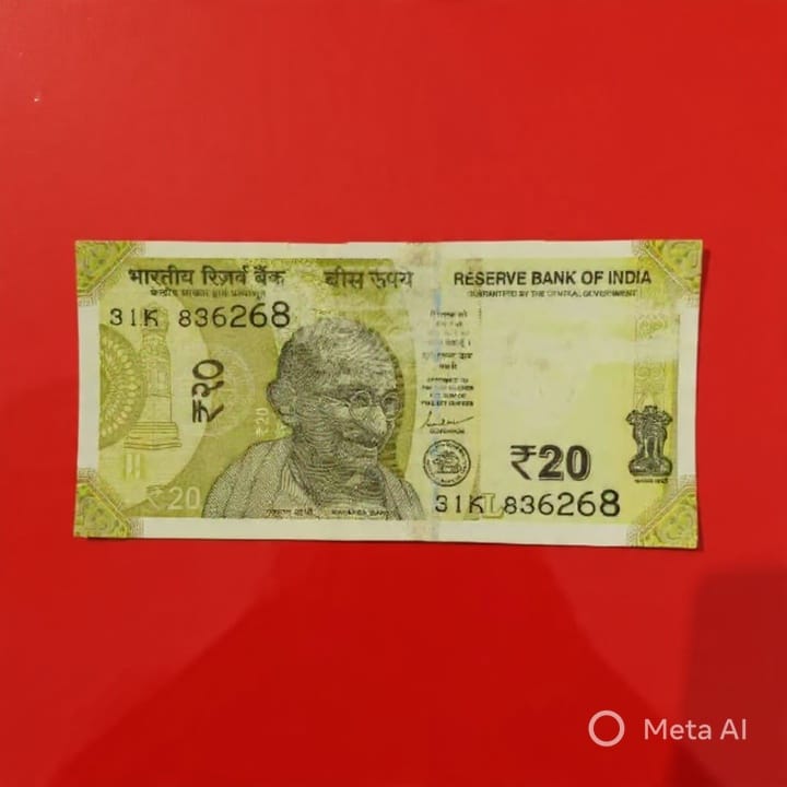 Rs 20 Note 836268 Wash Error Rare Collectible - Collection Bazzar
