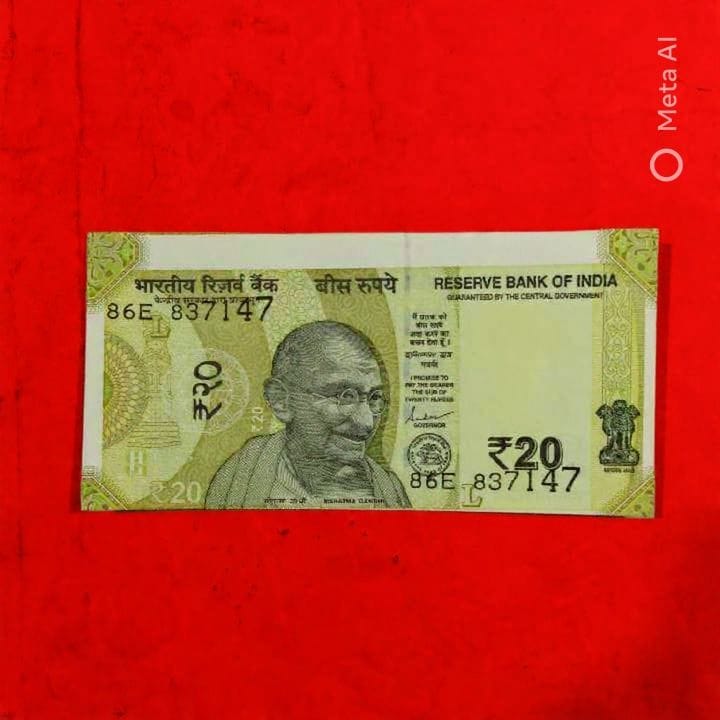 Rs 20 Note 837147 Cutting Error Collectible - Collection Bazzar