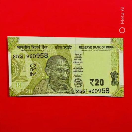 Rs 20 Note 960958 Number Shifting Error - Collection Bazzar