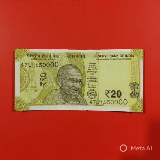 Rs 20 Note Fancy Serial 550000 Round Figure Five Zeros Collectible - Collection Bazzar
