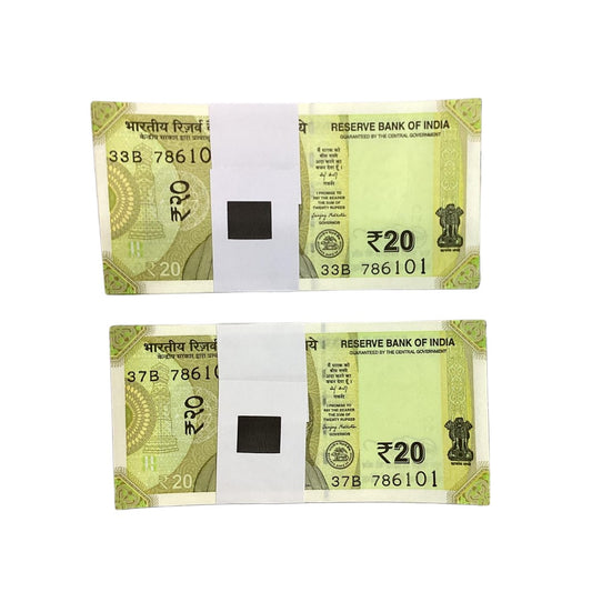 Rs 20 Note Packet 786101 | 100 Notes | Consecutive Serial | 108 143 - Collection Bazzar