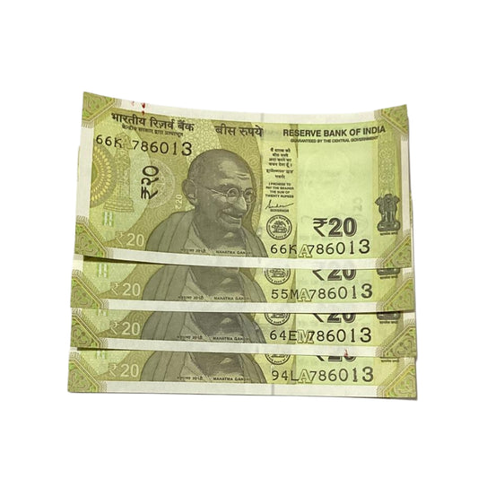 Rs 20 Note Serial 786013 Starting 786 Single Note Price ₹400 Bismillah Holy Number | Rare Collectible - Collection Bazzar
