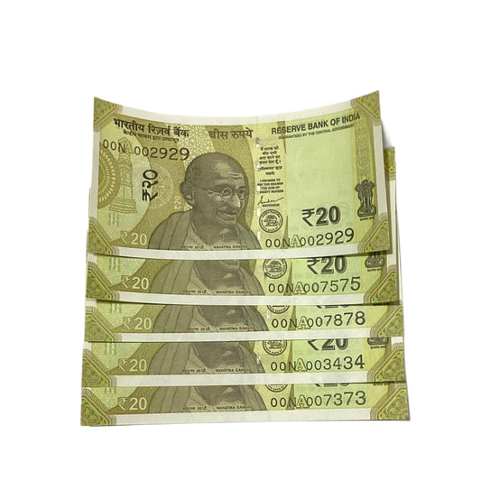 Rs 20 Note Set of 5 All Doubling Number Set | Rare Collectible - Collection Bazzar
