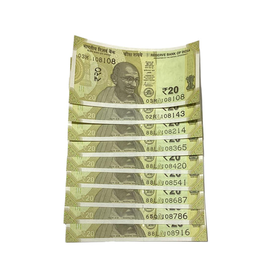 Rs 20 Note Set of 9 Starting Holy Number Ending Fancy | Extremely Rare Item - Collection Bazzar