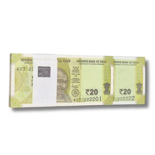 Rs 20 Note Super Fancy Note Packet 222201 with 222222 100 Notes - Collection Bazzar