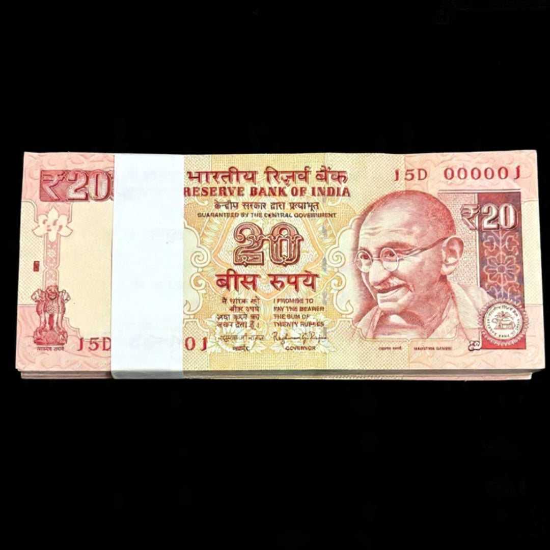 Old Notes Raja Rs 20 Old Note 000001 Serial Raghuram Rajan Rare 100 Notes Packet