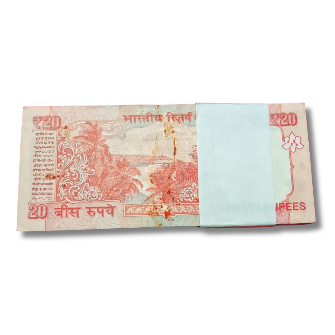 Rs 20 Old Notes Packet – Serial 734401 Cutting Error - Collection Bazzar
