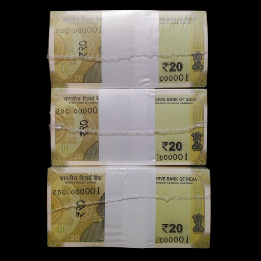 Rs 20 RIM 000001 to 0001000 lower Number Serial 1000 Notes 2025 - Collection Bazzar