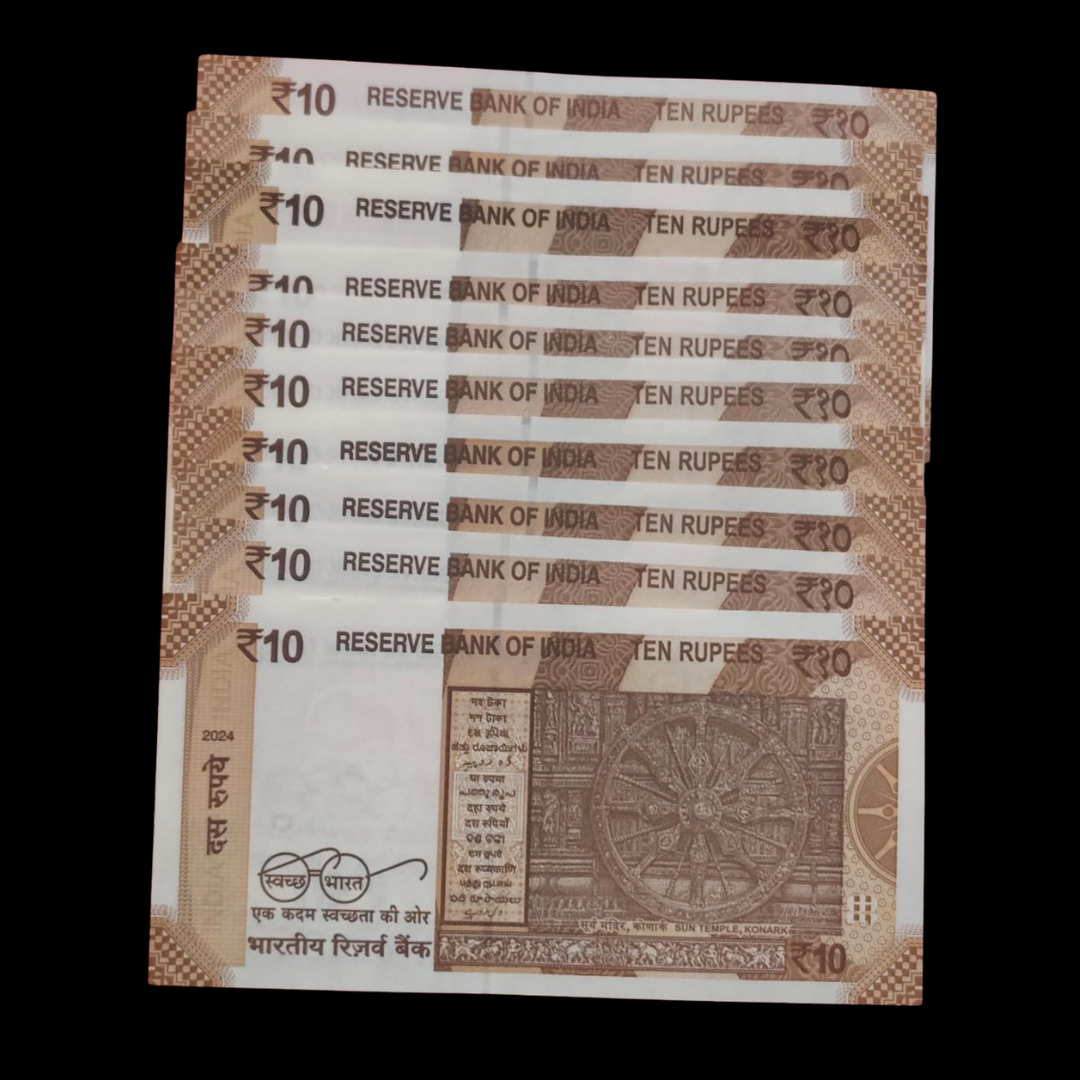 Rs 20 Set of 10 Notes Tripling Number Fancy 212121 Rare Item - Collection Bazzar