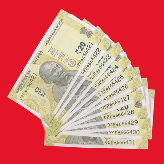 Rs 20 Star Note 666421-666431 Set of 11 Notes Rare Collectible - Collection Bazzar