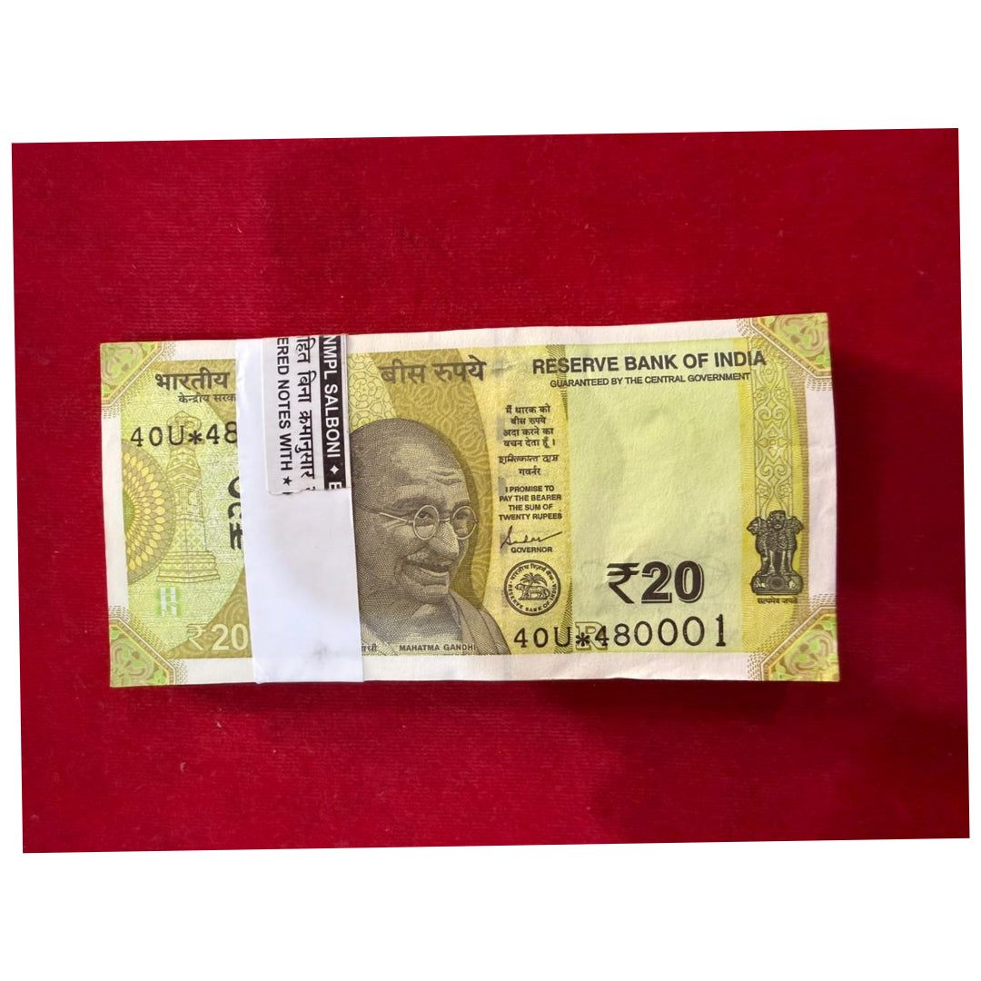 Rs 20 Star Serial Packet 480001 – Rare  Star Note |  Premium Collectible - Collection Bazzar