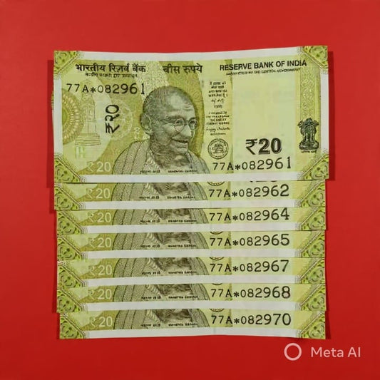 Rs 20 Star Note year 2025  7note star Notes - Collection Bazzar