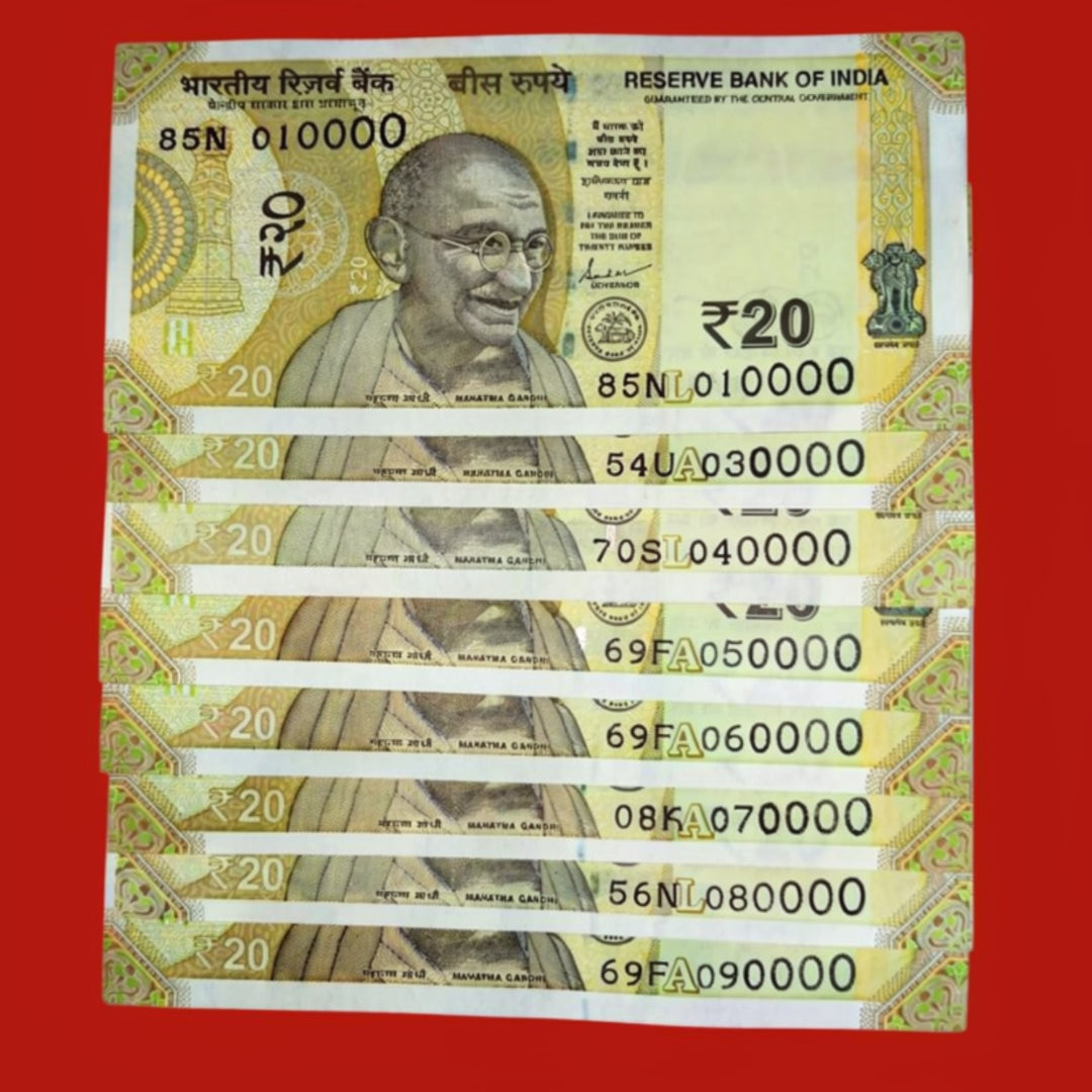Rs 20 Thousands Number Set 010000-090000 Rare Collectible - Collection Bazzar