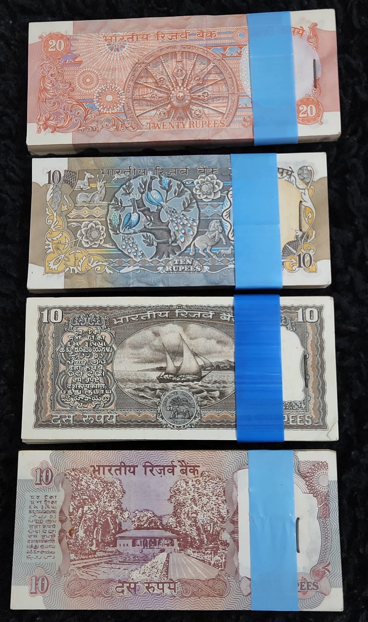 Rs 

(20) konark 10)peacock(10) BLACK BOAT  R.N. MALHOTRA (10) SHALIMAR VENKATRAMAN  total 4 pack  rare - Collection Bazzar