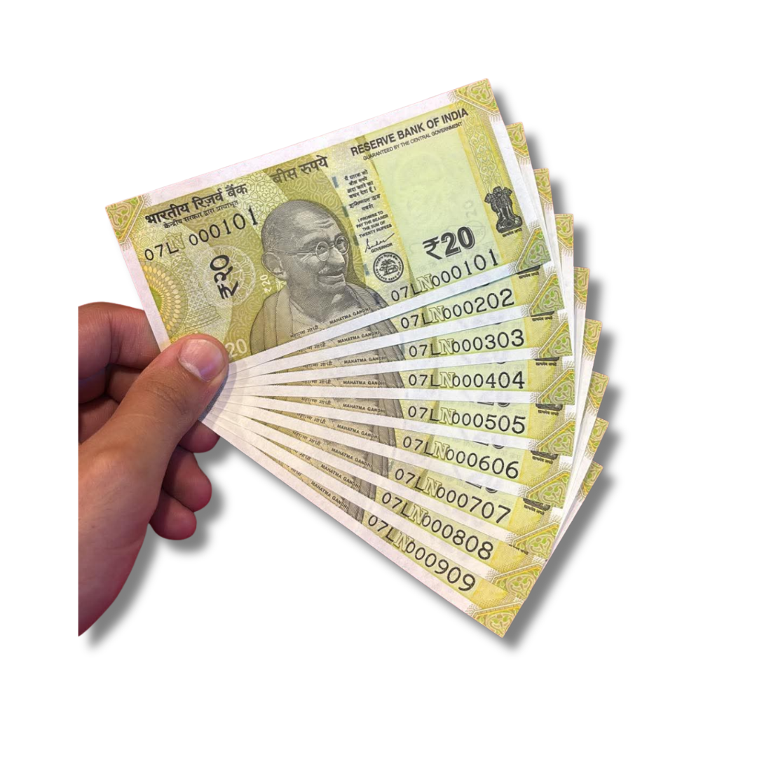 Rs 20 new 000101 to 000909 set governor shaktikant das unc condition - Collection Bazzar
