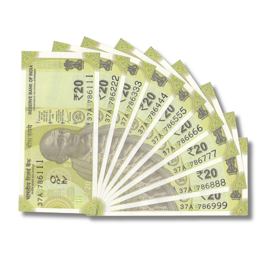 Rs 20 new 786111 to 786999 holy bismillah number set governor shakti kant das unc condition - Collection Bazzar