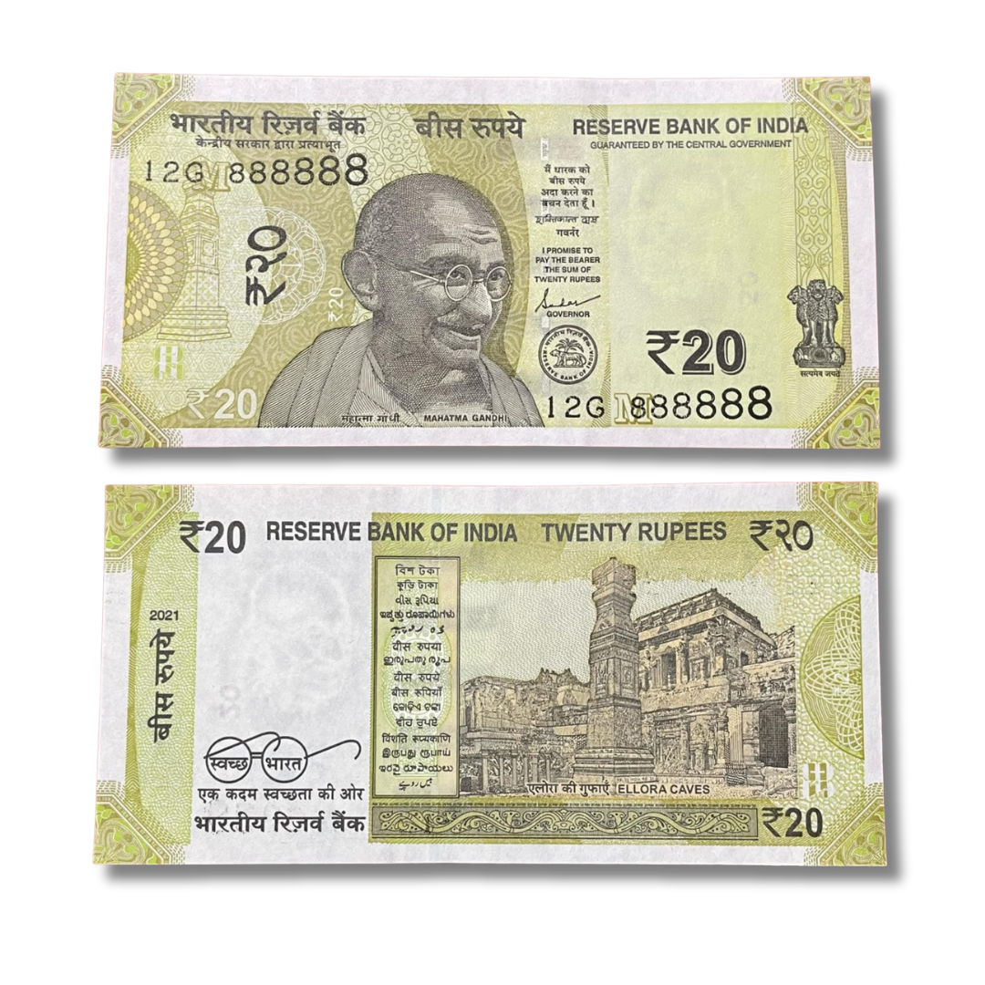 Rs 20 new all 888888 solid number governor shaktikant das unc condition - Collection Bazzar