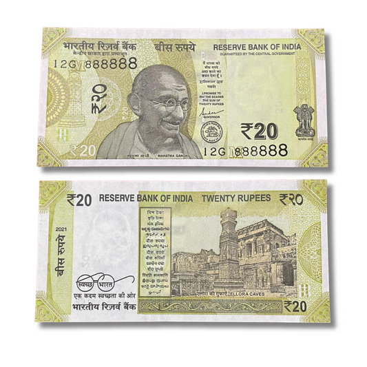 Rs 20 new all 888888 solid number governor shaktikant das unc condition - Collection Bazzar