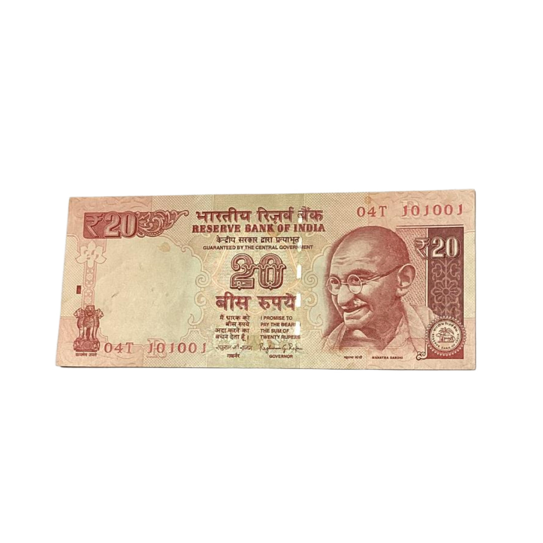 Rs 20 note 101001 lower number governor raghuram rajan rare collectible - Collection Bazzar