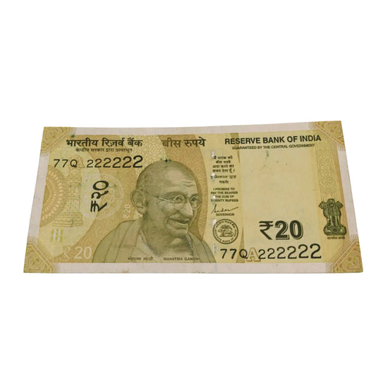 Rs 20 note 222222 solid number collectible - Collection Bazzar