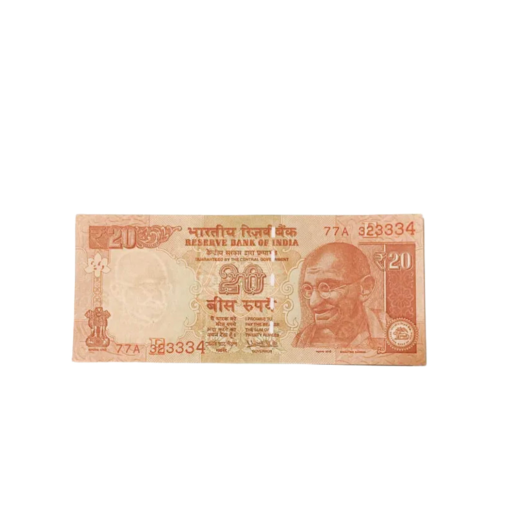 Rs 20 note 323334 step ladder governor urjit patel rare collectible - Collection Bazzar