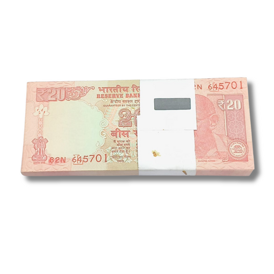 Rare Rs 20 note packet with serial 645701 to 645786 including holy 786 Bismillah number, full 100 notes bundle, collectible Indian currency