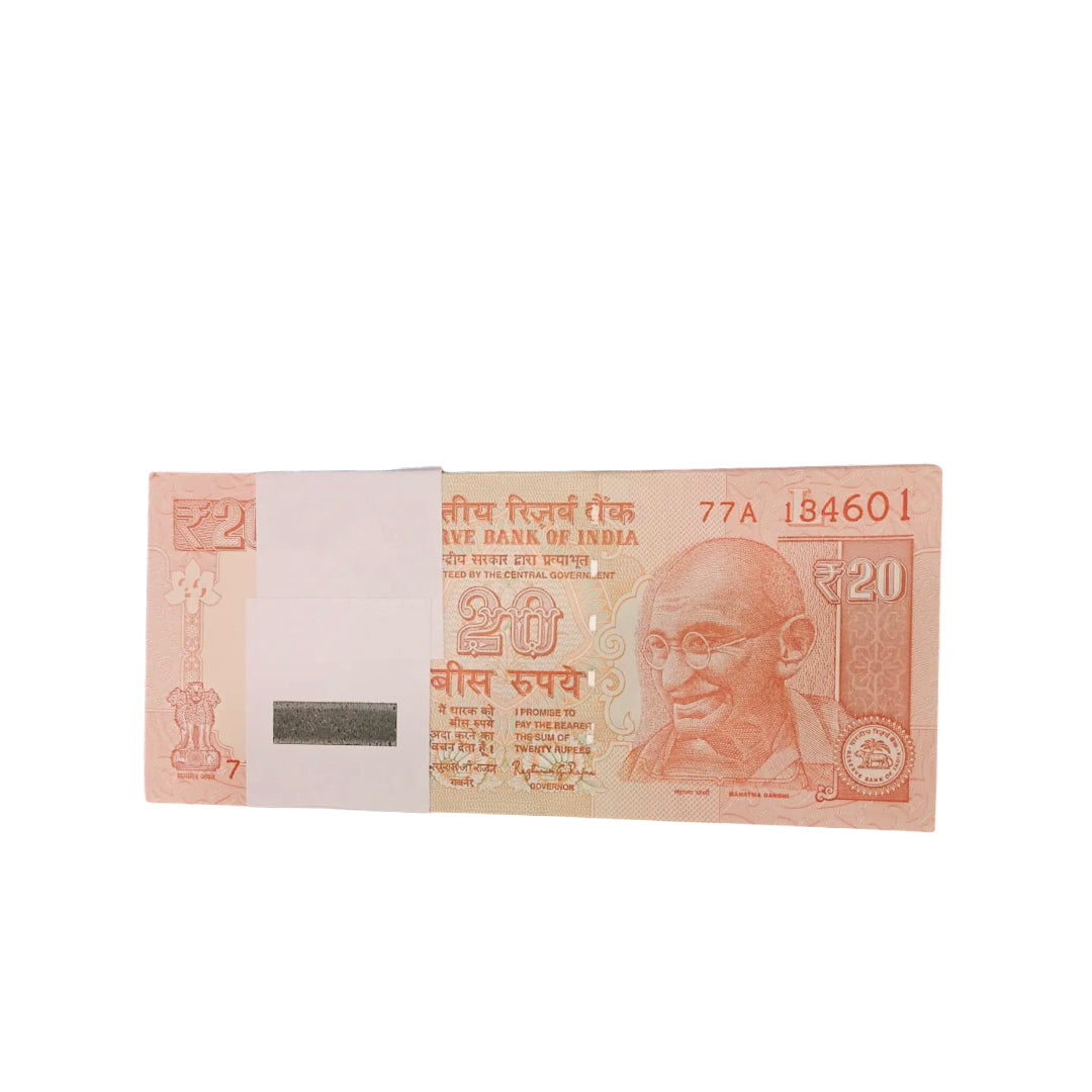 Rs 20 note packet 134601 with ending 786 holy bismillah number governor raghuram rajan rare collectible - Collection Bazzar