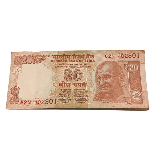 Rs 20 old telescopic serial packet 402801 Urjit Patel sign unc - Collection Bazzar
