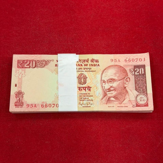Rs 20 Note Packet 660701 Serial | Raghuram Rajan Signed 100 UNC Notes - Collection Bazzar