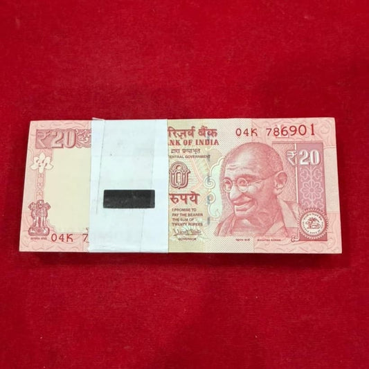 Rs 20 Note Packet 786901 Serial Packet | Urjit Patel Signed 100 UNC Notes - Collection Bazzar