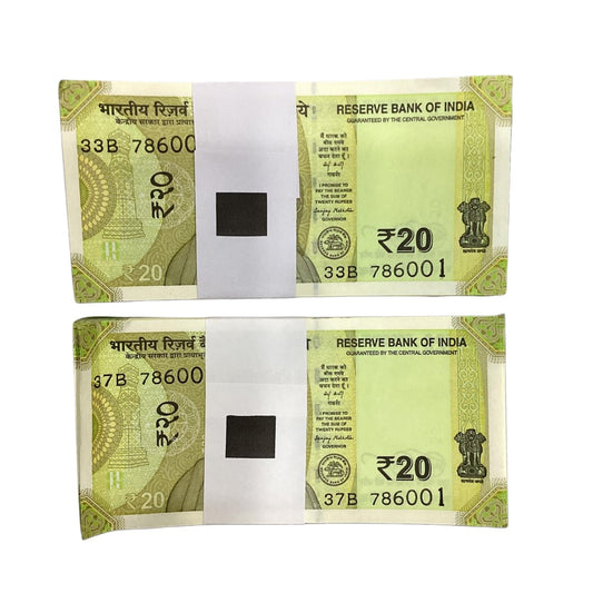 20 Note Packet (100 Notes) – Consecutive Serial Series 786001 | Rare Indian Currency each packet price mantion - Collection Bazzar