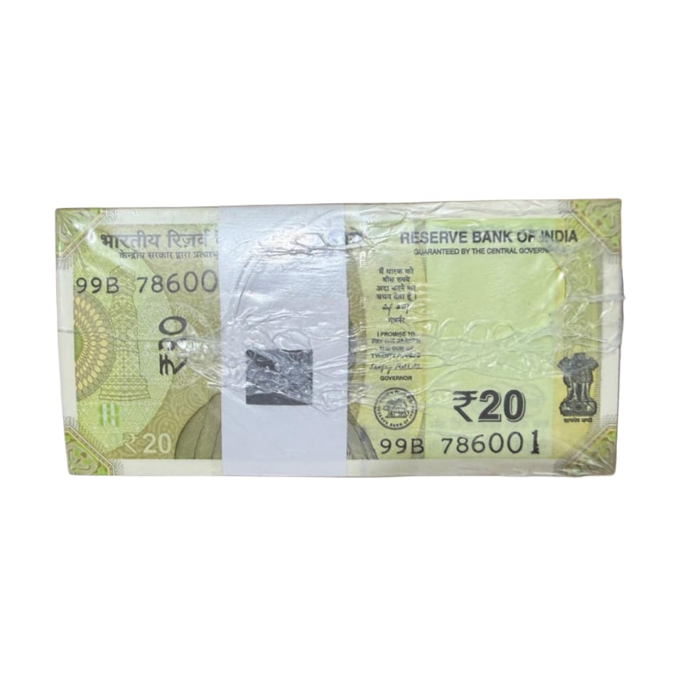 Rs 20 Note RIM 786001 (1000 Notes Bundle) 99B Prefix Last Extremely Rare - Collection Bazzar
