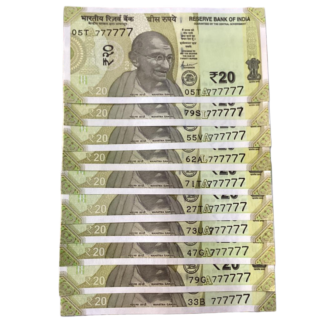Rs 20 solid James bond  number all 777777 each note pric rare collectible - Collection Bazzar