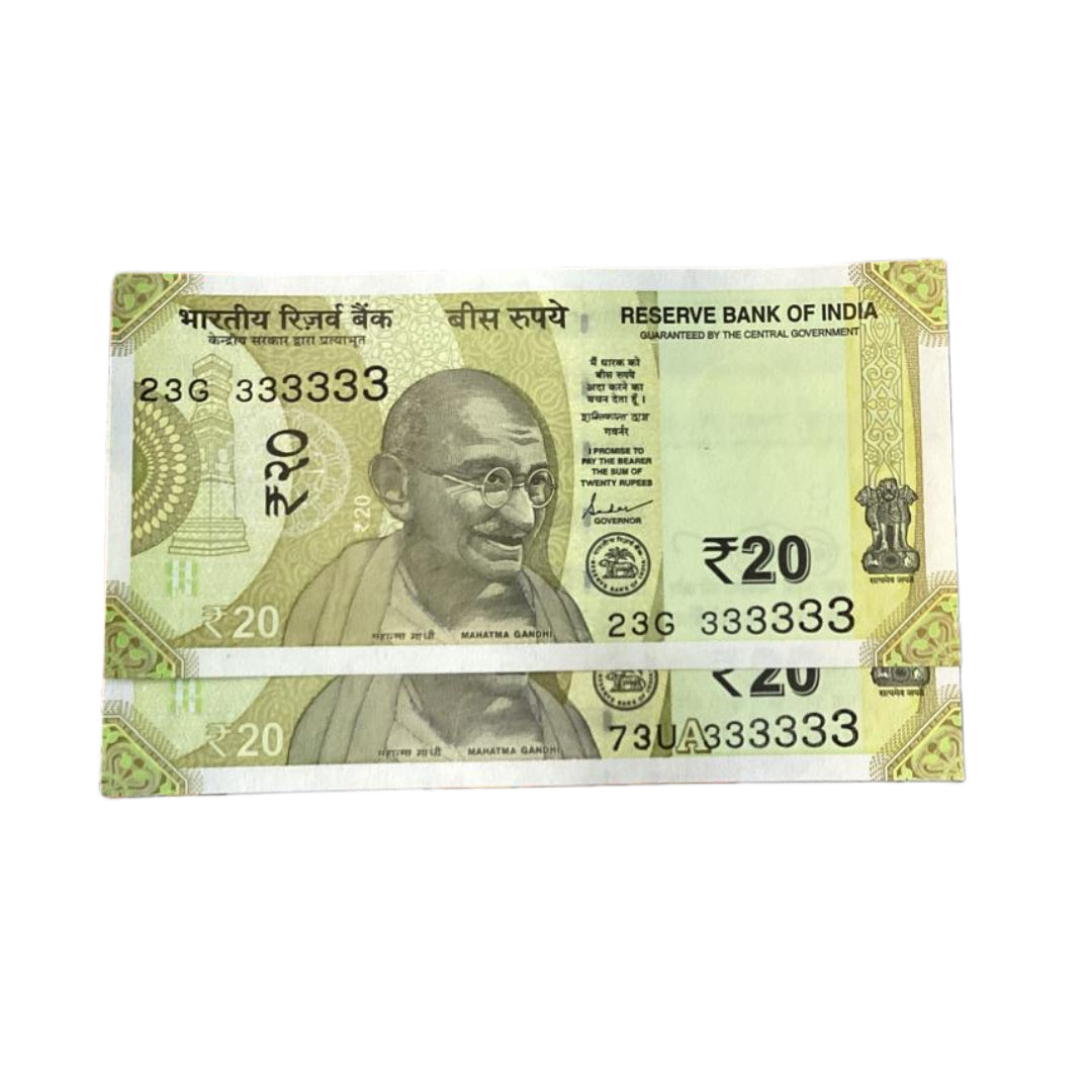 Rs 20 solid number all 333333 governor shaktikant das rare collectible - Collection Bazzar