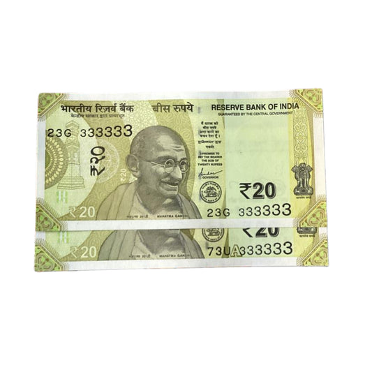 Rs 20 solid number all 333333 governor shaktikant das rare collectible - Collection Bazzar