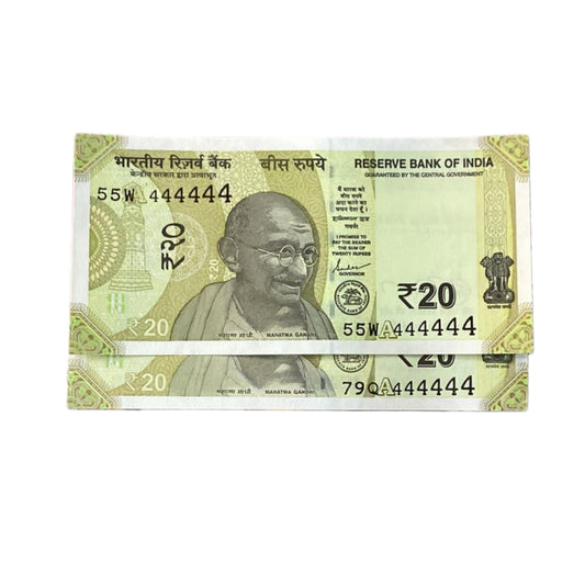 Rs 20 solid number all 444444 ₹800 Each Note governor shaktikant das rare collectible - Collection Bazzar