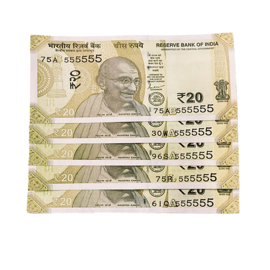 Rs 20 solid number all 555555 governor shaktikant das rare collectible - Collection Bazzar