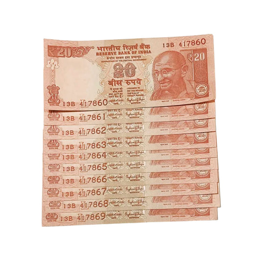 Rs 20 star 417860-417869 middle 786 governor raghuram rajan unc condition - Collection Bazzar