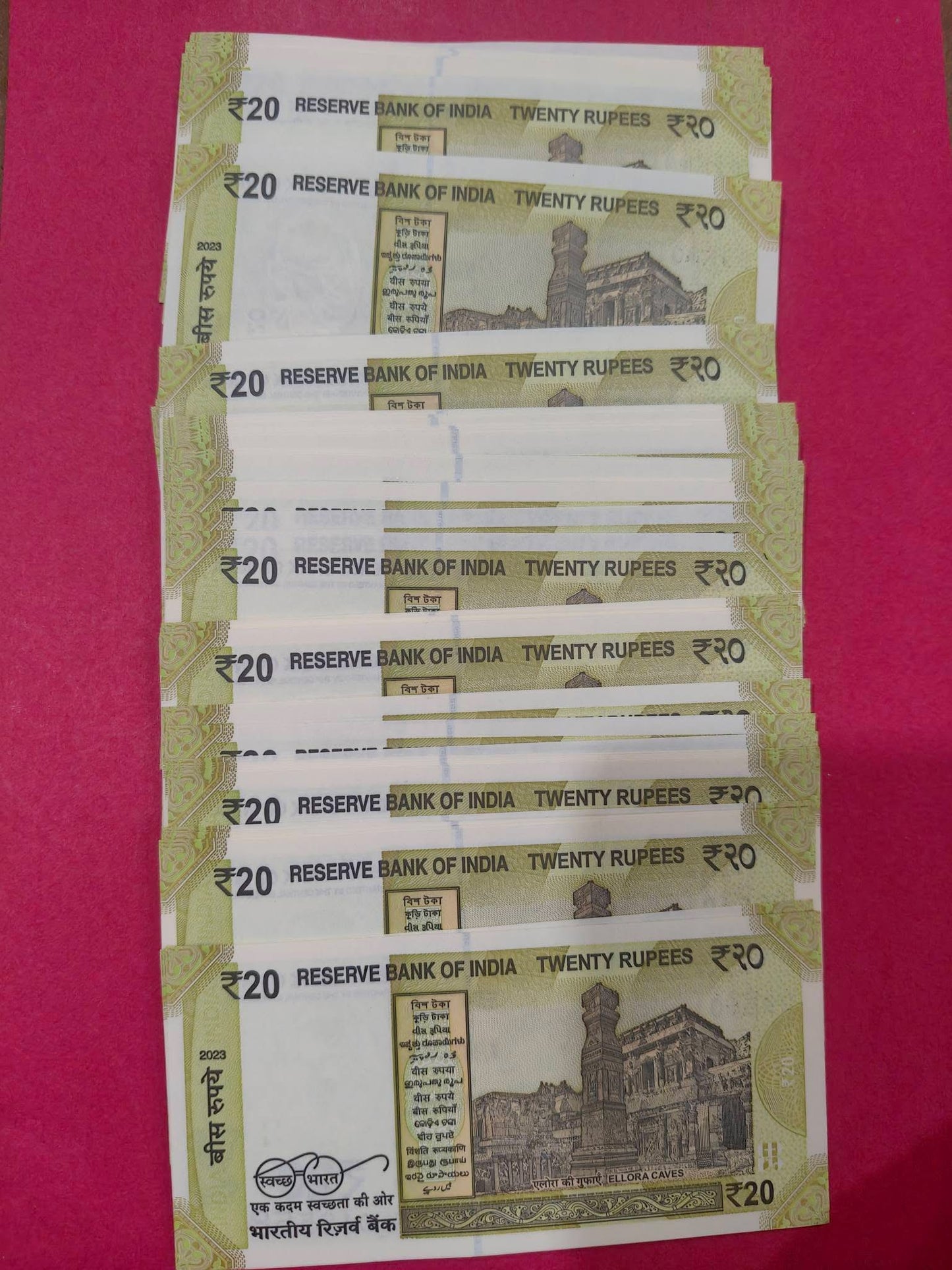 Rs 20 star note 100 pis gem unc mix governor Shakti Kant Das & sanjay Malhotra rare - Collection Bazzar