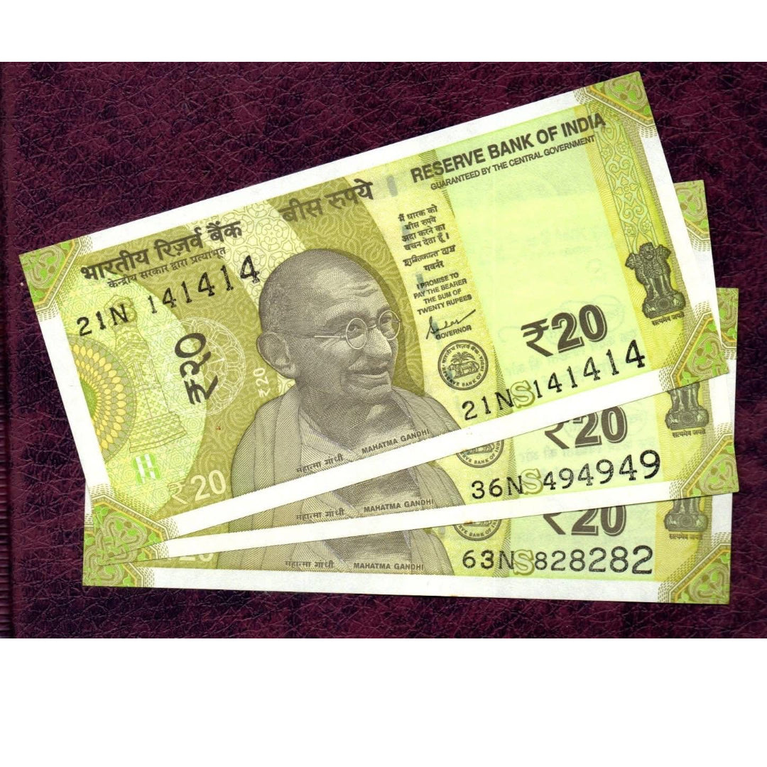 Rs 20 tripling number 3 note set - Collection Bazzar