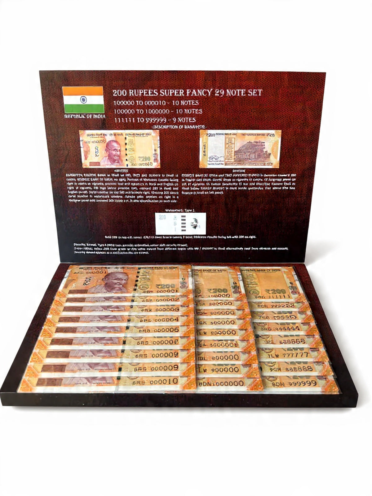 Rs 200 Ultimate Rare UNC 29 Notes Super Fancy Number Set Complete Collection - Collection Bazzar