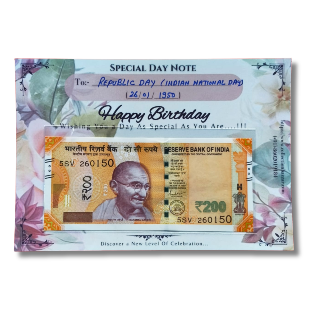 ₹200 Fancy Note 260150 | Republic Day 26.01.1950 Serial | Shaktikanta Das | UNC Condition  ? Meta Description: Buy rare ₹200 note with - Collection Bazzar