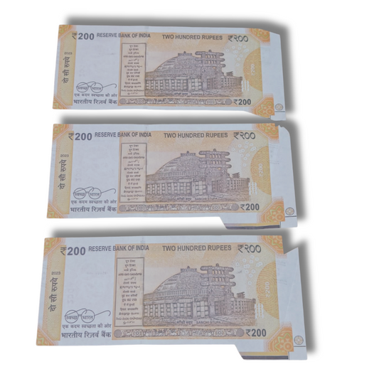 Rs 200 Error Notes with Extra Paper - 3 Note Set (917990,917991,917992) - Collection Bazzar