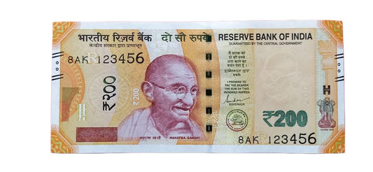 Rs 200 Fancy Number Note 123456 Straight Ladder Series - Collection Bazzar